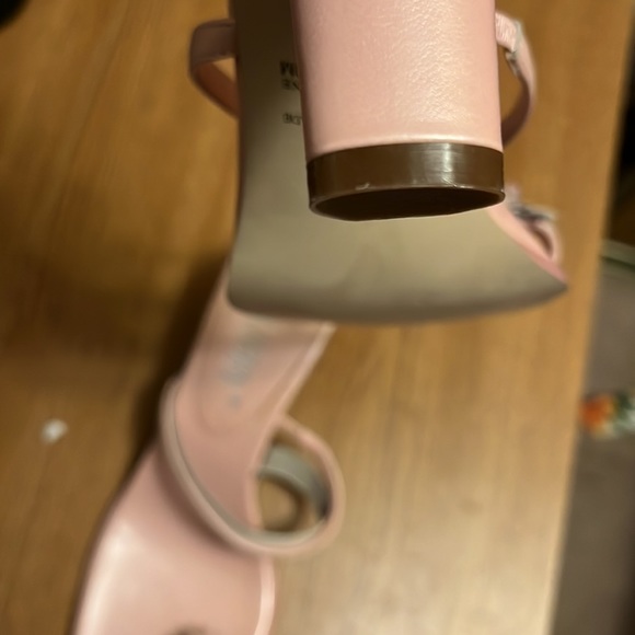 Pretty pink slip on sandal heel. Flower wraps around the big toe. - Picture 2 of 2